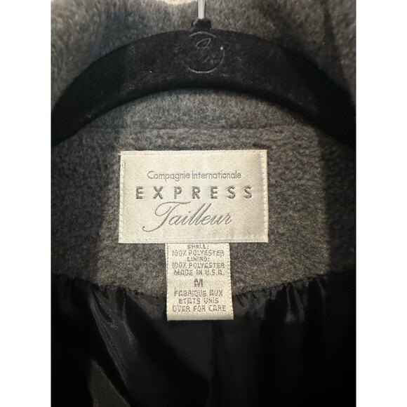 Express Tailleur Fleece Cropped blazer jacket Size medium Made in USA Grey - Picture 5 of 8